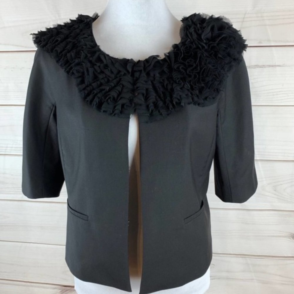 ANN TAYLOR RUFFLE COLLAR JACKET  PETITE  2P